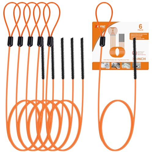 Drain Snake, Anti-Break Metal Hair Removal Tool with Nylon Coating Sink Snake, Drain Cleaner Hair Catcher Remover for Shower, Bathroom Sink Tub(6 Pack)