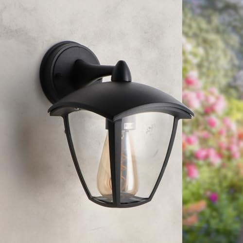 M Ledme Lampada da parete per esterni Ronse Series – IP44 impermeabile, attacco E27, design classico nero, per terrazza, veranda o giardino (lampadina non inclusa)
