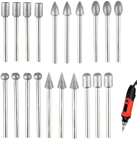 Diamant Fräser Set, 20 Stück Gravierstift Diamant Frässtifte Schleifstifte Kompatibel Mit Dremel Rotary Tool Zubehör Mit 1/8 Schaft, Für Stein Glas Keramik Schnitzen, Schleifen, Polieren, Gravieren
