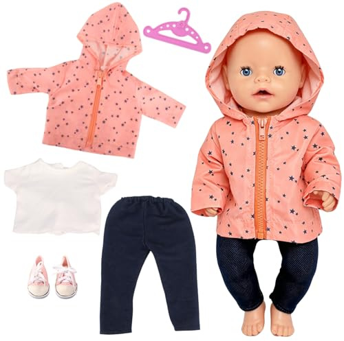 Vêtements de poupée 35-43 cm, 5 pièces tenues de poupée avec veste, t-shirt, pantalon, chaussures et cintres, accessoires pour poupées de bébé, garçons et filles, cadeaux