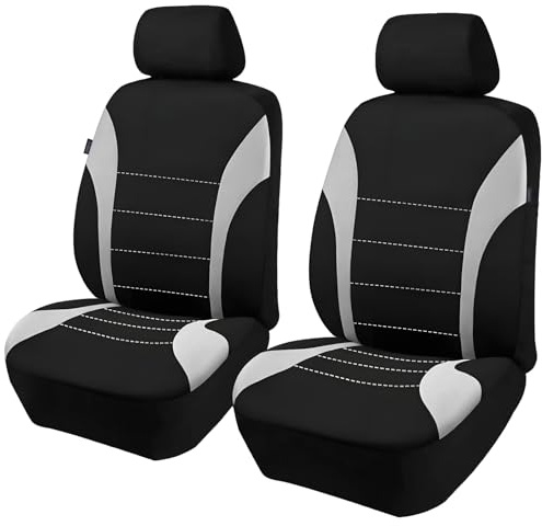 VBGURR Lot de 2 housses de siège avant de voiture de taille universelle, imperméables, compatibles avec les airbags, faciles à installer avec housses d'appui-tête (gris)