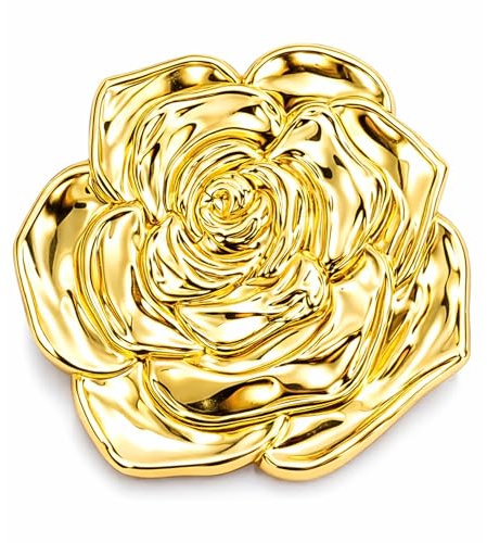 Pins Fleur Dorée | Broche Femme Vêtement | Plaqué Or Design 3D | Cadeau Nature et Abeille | Broches et Pin's Saint Valentin | Bijou Fantaisie | Accessoire Mode Veste Sac A Dos | COOLMETALJACKET