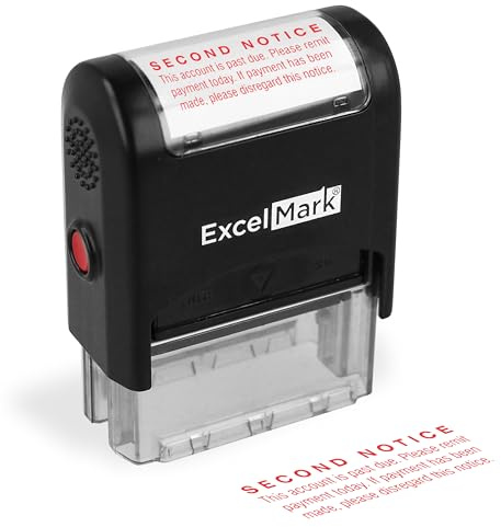 ExcelMark Second Notice Past Due - Self Inking Bill Collection Stamp in Red Ink