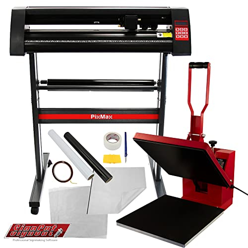 PixMax 72cm Schneideplotter Vinyl Cutter Plotter Vinyl-Schneideplotter Folienplotter Folienschneider & Transferpresse Hitzepresse Heisspresse Flachpresse Textilpresse im Set & Sublimationspapier