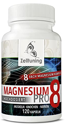 Zelltuning Magnesium-Komplex Pro 8, Optimal Bioverfügbar, hochdosiert mit natürlichen Spurenelementen, ideal als Vitamin D-Aktivator geeignet, 120 Kapseln, vegan, Reinsubstanzen ohne Zusätze!