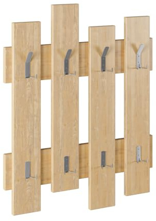 Wandgarderobe mit 8 stabilen Haken| platzsparender Flur Organizer für Mäntel| Taschen und Hüte| modernes Design zur Wandmontage| hohe Belastbarkeit| mehrere Farboptionen| 81 x 64 cm (Eiche)