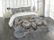 ABAKUHAUS Fleur De Lis Tagesdecke Set, Alte Zeichen Holz, Set mit Kissenbezügen Feste Farben, für Doppelbetten 220 x 220 cm, Grauen braunen
