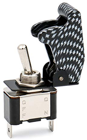 Heschen Metal Toggle Switch Flick Flip, 12V 20A, SPST, ON/OFF 2 Positon, 2 Pin, with Waterproof Cap (Black CAP)