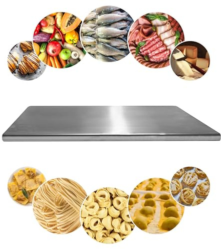 PRM Acciai Tagliere Acciaio Inox - Tagliere da Cucina e Spianatoia Acciaio Inox per Impastare Pizza, Pane, Pasta Sfoglia, Cioccolato e Dolci - 300x500 Con Piega Frontale 20mm. No Alzatina Paraschizzi.