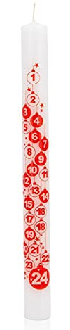 Wiedemann 10 x candele per calendario dell'Avvento con stampa fotografica a sfera, 250/23 mm (rosso)