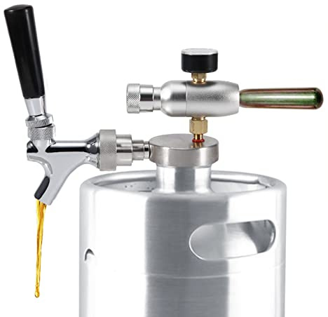Régulateur de CO2 tireuse a biere, robinet en acier inoxydable pour mini fût de bière 2L/3.6L/4L