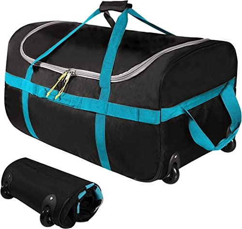 campMax Bolsa de viaje con ruedas, bolsa de viaje plegable grande con ruedas, Black-85l, 85 Liter, Clásico