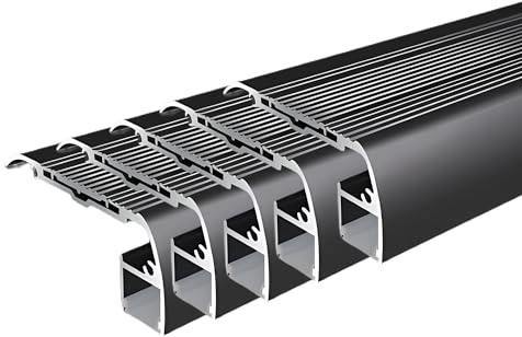 5Pack 1 Meter Anti-Slip Stair LED Aluminum Profile Safety Backlight Step Channel Cover Edge Protector Deck Hard Bar Strip Light, Stair Edge Nosing Trim (Black)
