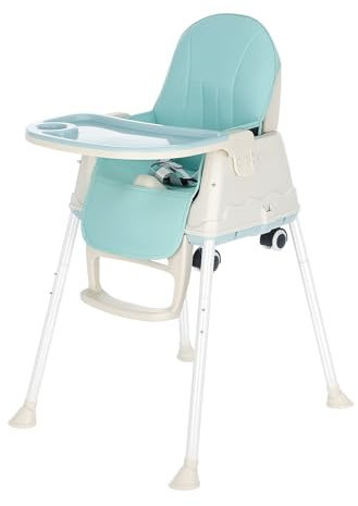 Holdfiturn 3-in-1 Convertible Baby High Chair with Adjustable Height | Dishwasher-Safe Tray, 5-Point Harness & Foldable Design | Ergonomic Infant Feeding Chair for UK Homes (Blue)