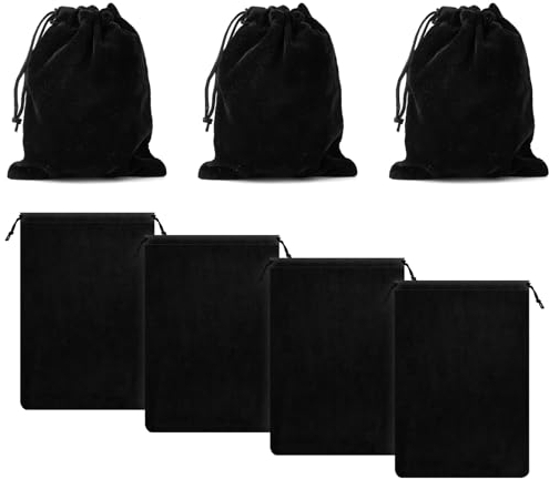 Swpeet 4 pezzi nero 8 x 12 pollici argento kit di borse di immagazzinaggio anti mimetico borsa gioielli borsa in tessuto borsa argento protettore borse ideali per gioielli argento protezione Flatware