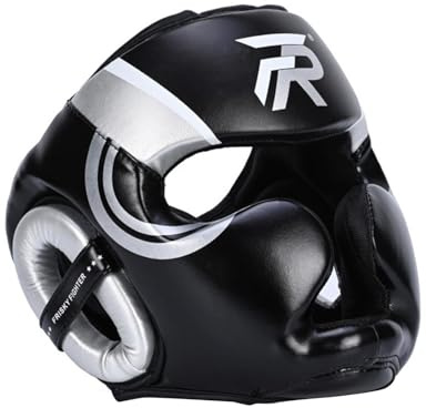 QSTDGVPW Casco de Boxeo, Protección para La Frente Y Los Oídos, Transpirable, Ajustable, Protección Facial Completa para Taekwondo MMA, Niños Y Niñas, Plata L