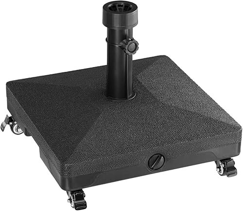 BAKAJI Base pour Parasol de Jardin, remplissable, 4 Roues et Freins, résine de Forme carrée, Support parasols 38/48 mm, capacité 16 l d'eau pour extérieur, Bar, Restaurant (carré avec Roues)
