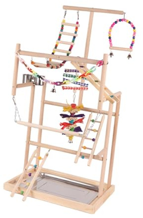 Gralara Aire de Jeux pour Perroquets Support de Jeu pour Perroquets avec échelle Accessoires Gymnase pour Oiseaux Perruche Support de Jeu pour Oiseaux pour PE
