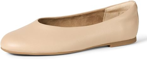 Amazon Essentials Women's Glove Ballet Flats, Beige Faux Leather, 11 UK