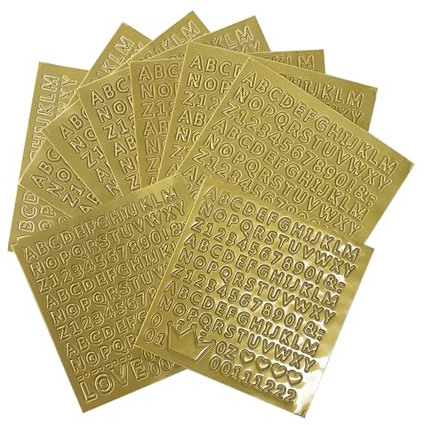 CZAKOMIX 16 Hojas Alfabeto Pegatinas Numeros Adhesivos, Pegatinas Letras Adhesivas, Para Albumes De Recortes, Manualidades, Para Arte De Uñas, DIY