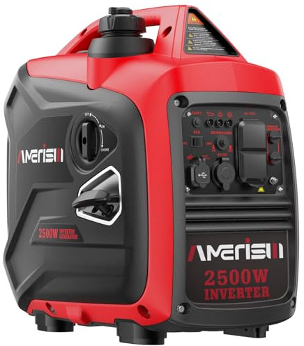 Amerisun Generador inversor portátil alimentado por gas de 2500 W, generador de gas de larga duración para camping, portón trasero, uso de emergencia en el hogar, compatible con EPA versión 2024