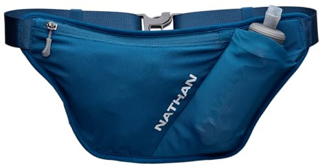 Nathan Hydrapak Soft Flask - Cinturón de hidratación para correr, botella de 708.7 g con ExoSpine, transpirable, ajuste cómodo, soporte en ángulo, color pinnacle FeatherLite, ultraligero, Azul marino