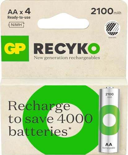 GP Batteries 223686 Blister 4 Batterie Ricaricabili AA Stilo 2100 mAh ReCyko