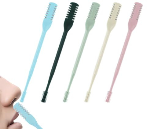 2 in 1 Nose Hair Trimmer & Ear Picker, Double Sided Nose Hair Knife, 360° Rotating Nasal Hair Cutter, Portable Manual Nostril Hair Removal Tool for Men and Women (Multicolor, 5Pcs)