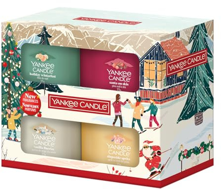 Yankee Candle - Coffret de bougies parfumées de Noël - 4 mini-bougies votives - Collection Après Ski - Cadeaux de Noël parfaits pour les femmes