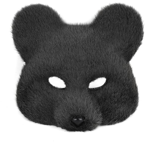 YJZQ Demi-Masque Ours Halloween Masque réalistes fausse fourrure 20x20CM - 2 Style Demi-Visage peluche & Complet de Visage Déguisé Cosplay Théâtre