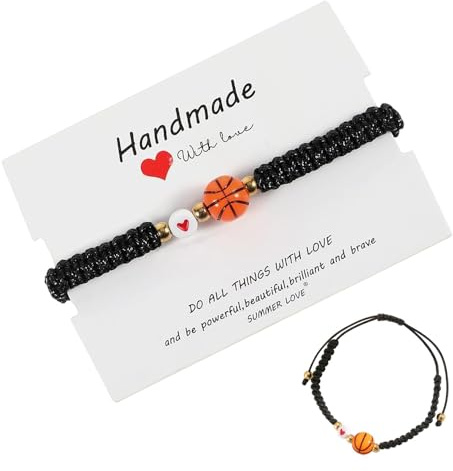 Bracciale da Basket Braccialetto dell'Amicizia da Basket per Ragazzi Bracciali Intrecciati Regolabile Basketball per Regali Compleanno Laurea Natale