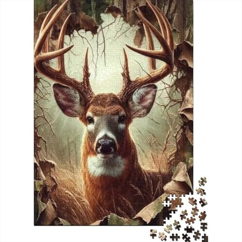 Deer Puzzle À 1000 Morceaux Papier Épais Deer Closeup Puzzle Familial Passionnés Casse-tête Compatible Plateau Heures Divertissement Garanties 38x26cm/1000pcs