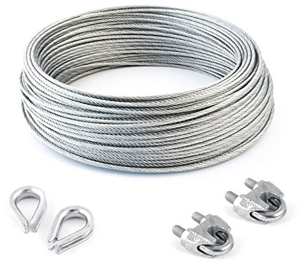 20m DRAHTSEIL SET 10mm 6x37+FC + 2 x SEILKLEMMEN 10mm DIN 741 + 2 x KAUSCHE 10mm verzinkt Stahlseil Forstseil Windenseil Seil Draht Stahl für Drahtseil Seilöse Seil mit Öse Drahtseilklemmen Drahtseil Drahtseilklemme Klemme Anschlagseil