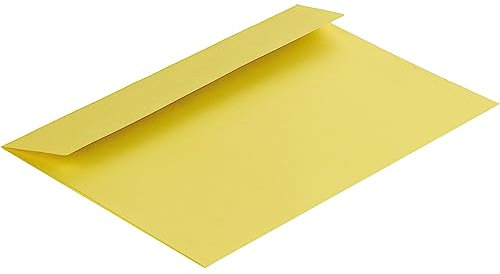100 Stück, Farbige Briefumschläge, DIN C6, Haftklebung mit Abziehstreifen, Gerade Klappe, 120 g/qm Colorista, Ohne Fenster, Gelb, Blanke Briefhüllen