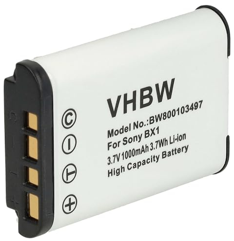 vhbw Akku kompatibel mit Sony Cybershot DSC-WX350, DSC-WX300B, DSC-WX500, DSC-WX300R, DSC-WX300W Kamera (1000 mAh, 3,6 V, Li-Ion)