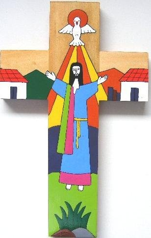 Croce di legno dipinta a mano dall'America Latina, Croce di Cristo risorto
