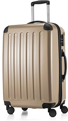 HAUPTSTADTKOFFER Alex - Mittelgroßer Hartschalenkoffer, 4 Rollen, Koffer, Trolley, Rollkoffer, Reisekoffer, Volumenerweiterung, 65 cm, 74 Liter, Champagner