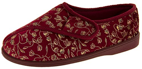 Footwear Studio Femmes EU 37 Pantoufles Diabétiques Rouge Bourgogne (bordeaux)