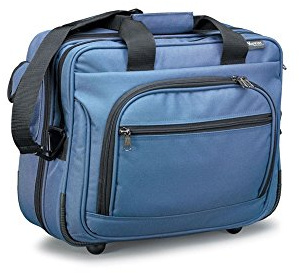 Hopkins Wheeled Home Healthcare Bag for Medical Professionals. 17 inches x 7 inches x 13 inches, Blue