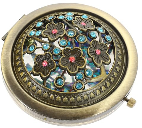Tinksky Folding Pocket Mirror Round Compact Mirror Double-sided Makeup Mirror (Random Style)