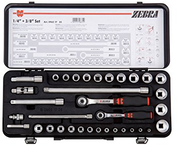 Würth 1/4 + 3/8 Zoll Steckschlüssel Sortiment 35-teilig Knarrenkasten Ratschenkasten