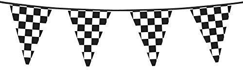 Boland Racing Black and White Chequed Bunting 6M Length Party Decoration Motor Racing Chequered Flag Kids Birthday Banner Flag Size 30cm x 20cm