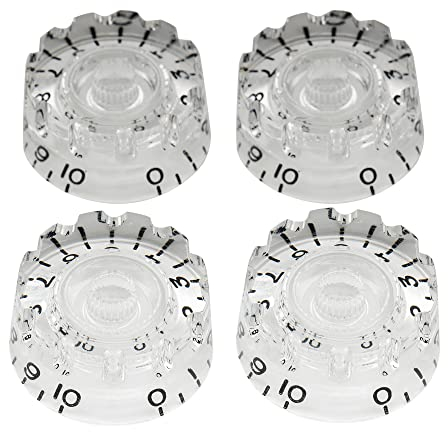 Musiclily Pro Zoll Gitarre Knöpfe Potiknöpfe Knurled Speed Knobs für USA Les Paul Style E-Gitarre, Transparent (4er Set)