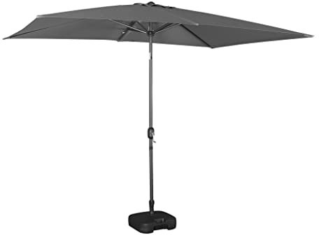 Alice's Garden - Parasol droit rectangulaire 2x3m - Touquet gris - mât central en aluminium orientable et manivelle d'ouverture