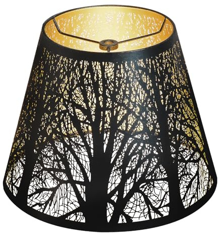Small Lamp Shade, ALUCSET Barrel Metal Lampshade with Pattern of Trees for Table Lamp and Floor Light, Top Diameter 6 X Bottom Diameter 10 X Height 7.5 Spider