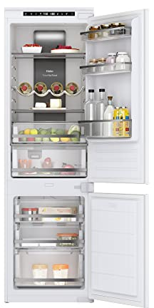 Haier HBB 177 TNF Réfrigérateur encastrable - Combiné, 241L, My Zone et Green Box, Support bouteilles, Portes réversibles, Largeur : 54 cm, LED, Total No Frost, Blanc, Classe F