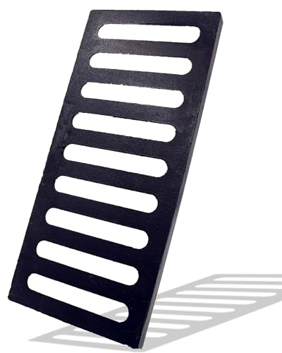 DuuMuut Cast Iron Drain Grate 17x8 in, B-Class 28100 lbs Heavy-Duty Driveway Channel Cover, Outdoor Trench Drainage Grate, Black Rectangle Metal Sewer Cover for Garage (True 17.3x8)