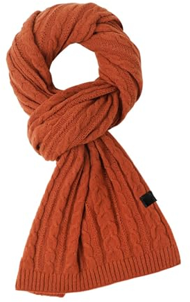 Langer Strickschal für Herren, stilvoller Damen-Winterschal, warm und weich, Schottenkaro, Wolle, Orange, One size
