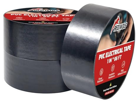 RED WOLF 3 Packs 25 mm x 20m Electrical PVC Tape Acrylates Copolymer Viscosity Flexibility Electric Tape, Flame Retardant Waterproof 1000 Volt for Auto Industrial Wrapping Wiring Harness