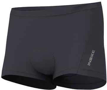 INBIKE Radunterhose Fahrradhose Radlerhose Herren Kurz Gepolstert Atmungsaktive Elastische Schnelltrockende Fahrradunterwäsche MTB Hose Unterwäsche mit Sitzpolster Schwarz L